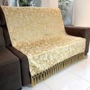 Ver imagem 1 de Manta para Sofá em Tecido Jacquard Floral Dourado 190x140cm