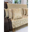 Ver imagem 4 de Manta para Sofá em Tecido Jacquard Floral Dourado 190x140cm