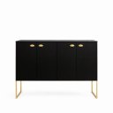 Ver imagem 1 de Aparador Buffet Multiuso 4 Portas em Mdf – Armário Decorativo para Sala, Jantar ou Hall: Preto