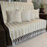 Manta para Sofá em Tecido Jacquard Luxo Listrado Branco com Dourado 190x140cm - 2