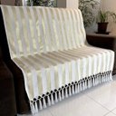 Ver imagem 1 de Manta para Sofá em Tecido Jacquard Luxo Listrado Branco com Dourado 190x140cm