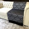 Manta para Sofá Tecido Jacquard Luxo Arabesco Preto e Prata190x140cm - 2