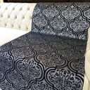 Ver imagem 5 de Manta para Sofá Tecido Jacquard Luxo Arabesco Preto e Prata190x140cm