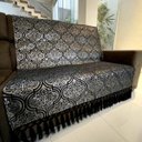 Ver imagem 3 de Manta para Sofá Tecido Jacquard Luxo Arabesco Preto e Prata190x140cm