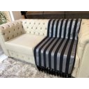 Ver imagem 2 de Manta para Sofá Tecido Jacquard Luxo Listrado Preto e Prata190x140cm