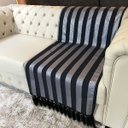 Ver imagem 3 de Manta para Sofá Tecido Jacquard Luxo Listrado Preto e Prata190x140cm