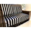 Ver imagem 5 de Manta para Sofá Tecido Jacquard Luxo Listrado Preto e Prata190x140cm
