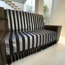 Ver imagem 6 de Manta para Sofá Tecido Jacquard Luxo Listrado Preto e Prata190x140cm