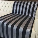 Ver imagem 4 de Manta para Sofá Tecido Jacquard Luxo Listrado Preto e Prata190x140cm