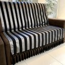 Ver imagem 7 de Manta para Sofá Tecido Jacquard Luxo Listrado Preto e Prata190x140cm
