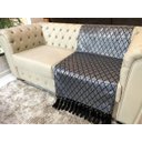 Ver imagem 3 de Manta para Sofá Tecido Jacquard Luxo Geométrico Preto e Prata 190x140cm