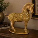 Ver imagem 2 de Escultura Decorativo Cavalo Dourado Impacto Visual para Sala, Escritório ou Hall a:29 C:27