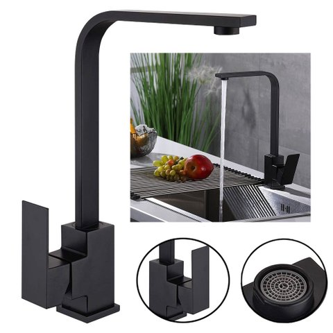 Torneira Preta Luxo Monocomando Bancada Mesa 360º Articulada Pia Aerador Misturador Quente Frio