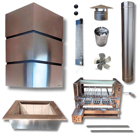 Kit Completo Coifa Box Inox 80 x 60 Elevação Grill Eletrico