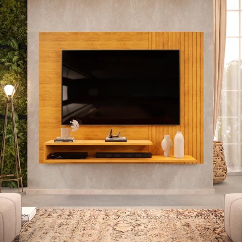 Painel para Tv até 50 Polegadas Ripado com Nichos Dj Móveis Nando Cedro
