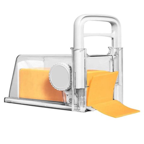 Cortador de Queijo Presunto Manual 4 em 1 Ralador Fatiador Lamina Pote Hermetico Armazenamento Resis