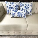 Ver imagem 2 de Kit 3 Almofadas Composê Floral Azul Sued Premium