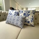 Ver imagem 6 de Kit 3 Almofadas Composê Floral e Geométrico Azul Sued Premium
