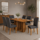 Ver imagem 1 de Conjunto Sala de Jantar Mesa Amanda 6 Cadeiras Miami Yescasa Marrom/Cinamomo/Chumbo