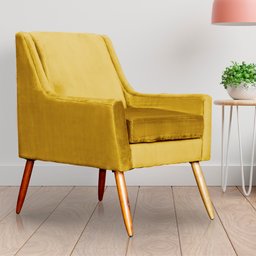 Poltrona Ariane Requinte Veludo Cores - DS Estofados - Mostarda - 5