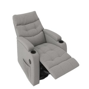 Poltrona Amamentação Penélope Giratória Balanço Reclinável Manual Bouclé Cinza - Sallar Home