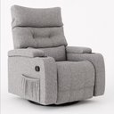 Ver imagem 2 de Poltrona Amamentação Penélope Giratória Balanço Reclinável Manual Bouclé Cinza - Sallar Home