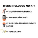 Ver imagem 2 de Esguicho Hidropistola 6 Jatos + Engate Rápido 1/2" + Bico Torneira + Torneira com Duas Saídas Metal
