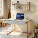 Ver imagem 1 de Kit Home Office Escrivaninha Industrial com Gaveta e Prateleira 100% Mdf Premium e Aço