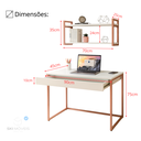Ver imagem 5 de Kit Home Office Escrivaninha Industrial com Gaveta e Prateleira 100% Mdf Premium e Aço