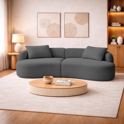 Sofá 3 Lugares Bellagio 200cm Orgânico Luxo Recepção Escritório Linho