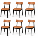 Ver imagem 1 de Kit 6 Cadeiras de Jantar Alice Madeira Preta Courino Caramelo