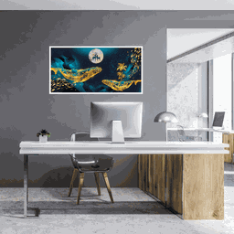 Quadro Decorativo Grande Para Sala Quarto Baleia Dourada:Branco - 2