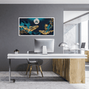 Ver imagem 2 de Quadro Decorativo Grande Para Sala Quarto Baleia Dourada:Branco