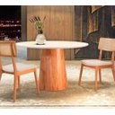 Ver imagem 2 de Mesa de Jantar Cone Base Mel Tampo Redondo Vidro 90cm Off-white  **SOMENTE A MESA**