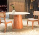 Ver imagem 2 de Mesa de Jantar Cone Base Mel Tampo Redondo Vidro 90cm Off-white **SOMENTE A MESA**