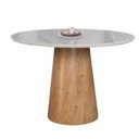Ver imagem 1 de Mesa de Jantar Cone Base Mel Tampo Redondo Vidro 90cm Off-white  **SOMENTE A MESA**