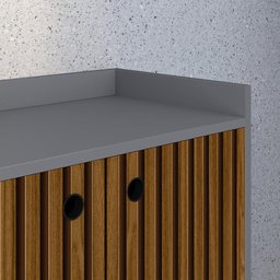 Aparador Buffet Pequeno Retrô Cantinho Café Sala Escritório Cozinha Wood New Simples -Cinza/ - 5
