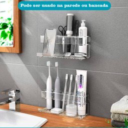 Suporte Porta Escova de Dente e Creme Dental para Banheiro - 2