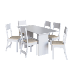 CONJUNTO DE SALA DE JANTAR PREDILLETA KARLA 1,50 C/6 CADEIRAS BRANCA - 5