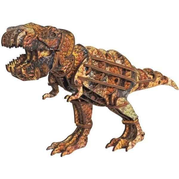 Brinquedo 3d Dinossauro T- Rex 27 Peças Madeira Para Montar