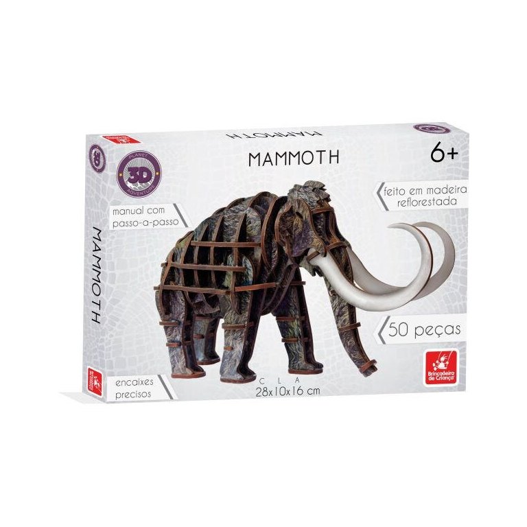 Brinquedo Pedagogico Madeira Mammoth 3D 50 Pecas