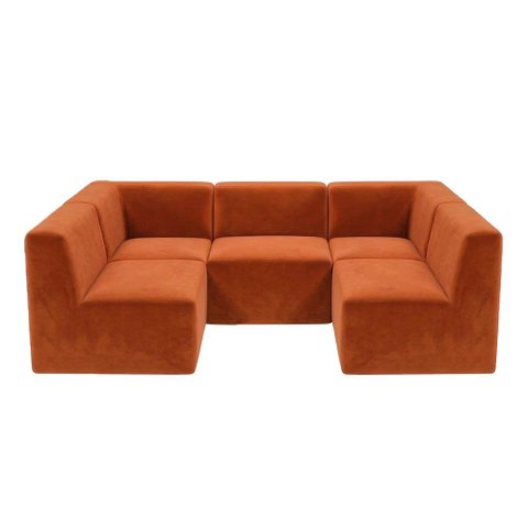 Sofá Modular Boucle Kit 5 Módulos Sofá em U 3 Meios e 2 Cantos Espuma Premium a Vácuo 3,85m - Terrac