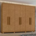 Ver imagem 1 de Guarda-roupa Casal Áries 6 Portas 5 Gavetas Flex 59621.58 Amêndoa Clean - Móveis Lopas