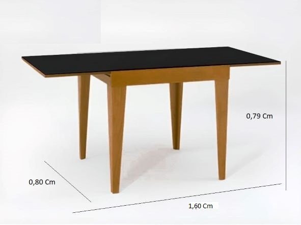 Mesa De Jantar Extensível 0.80 a 1.20 Com Vidro Pés Madeira Tock:IMBUIA/PRETO - 4