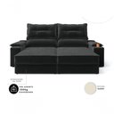 Ver imagem 2 de Sofá Santiago 2 Lugares Retrátil 150cm Preto Suede Porta Copos USB