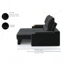 Ver imagem 5 de Sofá Santiago 2 Lugares Retrátil 150cm Preto Suede Porta Copos USB