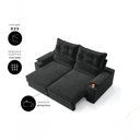 Ver imagem 3 de Sofá Santiago 2 Lugares Retrátil 150cm Preto Suede Porta Copos USB
