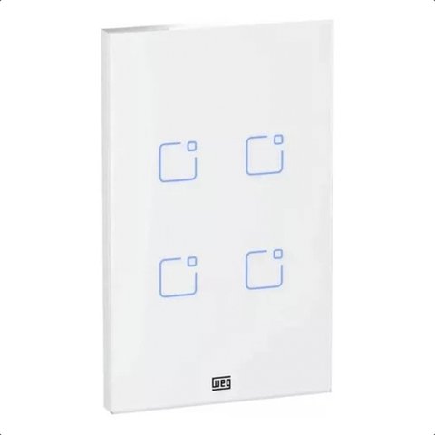 Smart 4 Interruptor Touch Wifi + Rf 4x2 Branco
