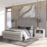 Conjunto Quarto Base Cama com Cabeceira Estofada King em Mdf Off White Dalla Costa - 1