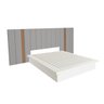 Conjunto Quarto Base Cama com Cabeceira Estofada King em Mdf Off White Dalla Costa - 2